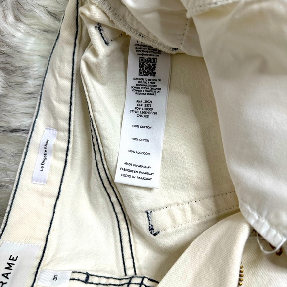 NWT FRAME Size 31 Le Brigette Raw Fray Mid-Rise Chalked Denim Shorts - Picture 5 of 5